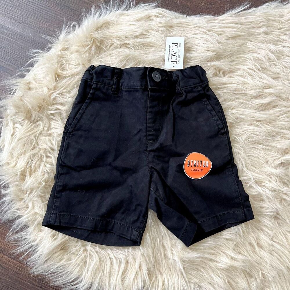 NWT The Children's Place black toddler uniform stretch chino shorts 2T